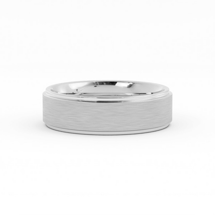 Satin Domed with Step-Down Edge 6mm Wedding Band