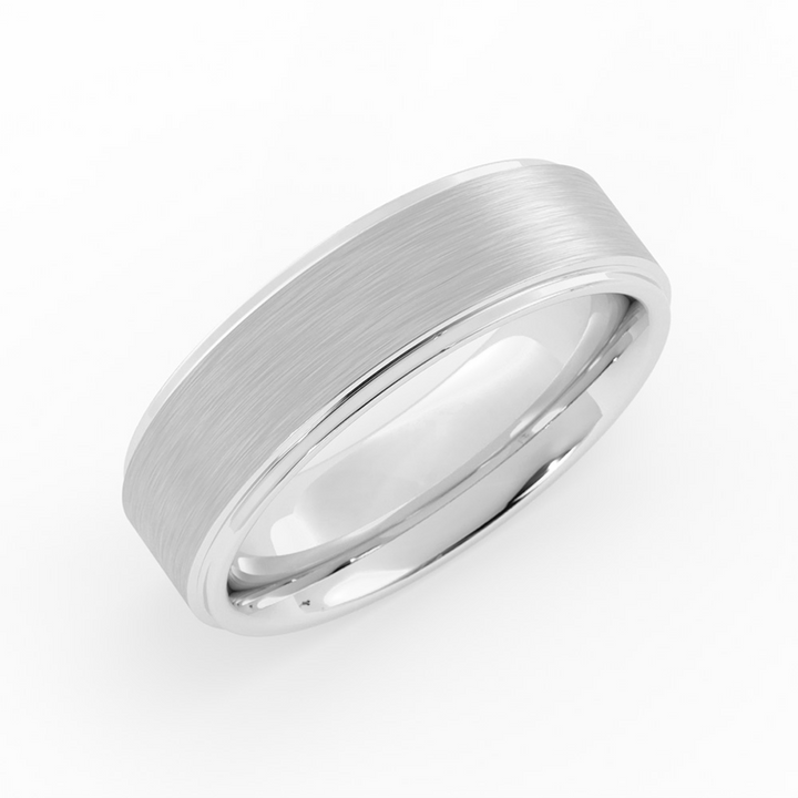 Satin Domed with Step-Down Edge 6mm Wedding Band