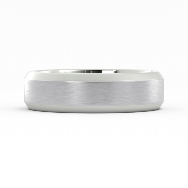 18K White Gold Satin Beveled Edge 6mm Wedding Band