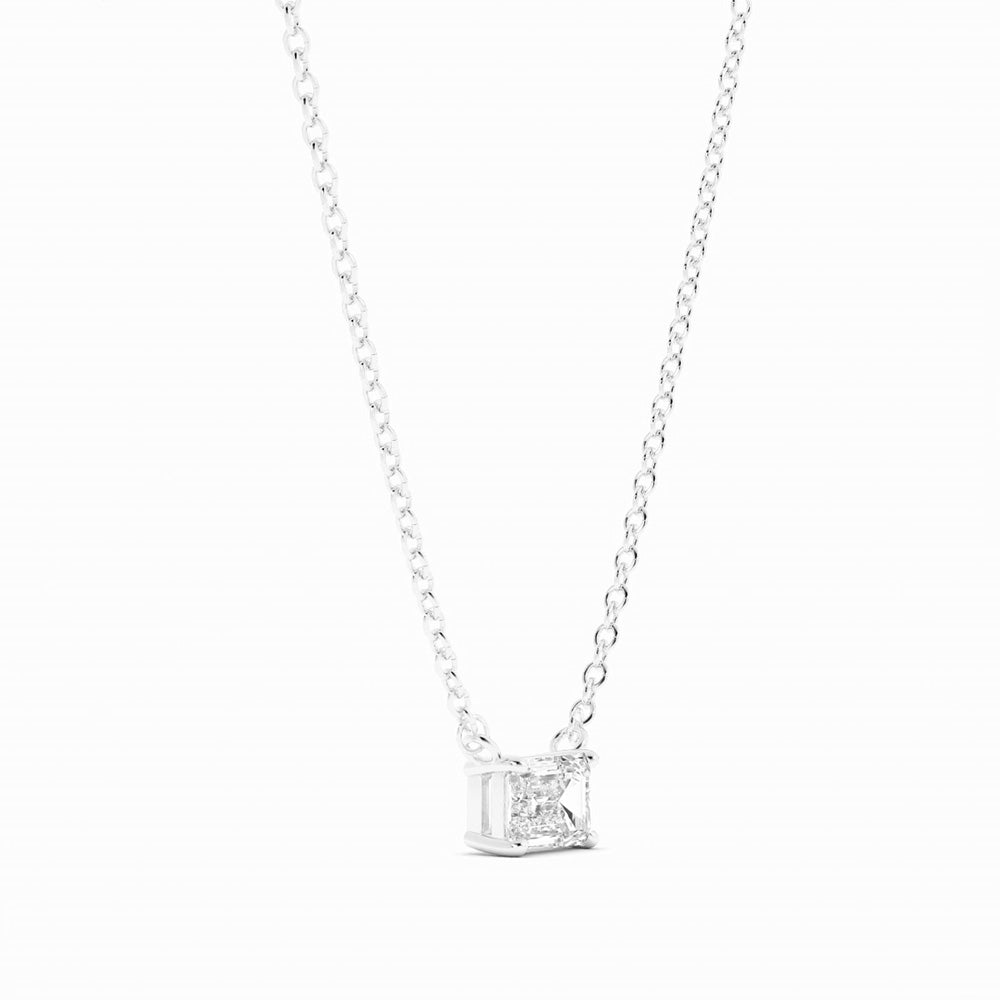 0.5ct Lab Grown Diamond Petite Emerald Cut Solitaire 18K White Gold Necklace
