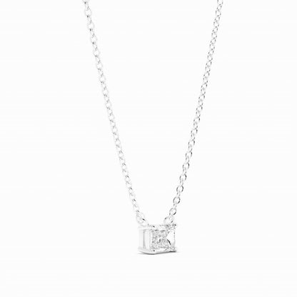 0.5ct Lab Grown Diamond Petite Emerald Cut Solitaire 18K White Gold Necklace