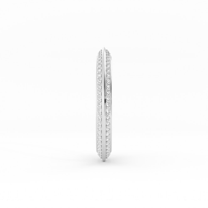 18K White Gold Round Double Knife Edge Lab Grown Diamond Wedding Band