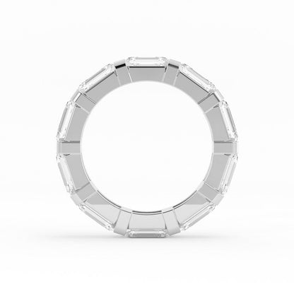 18K White Gold Lab Grown Emerald Cut Eternity 4mm Wedding Band