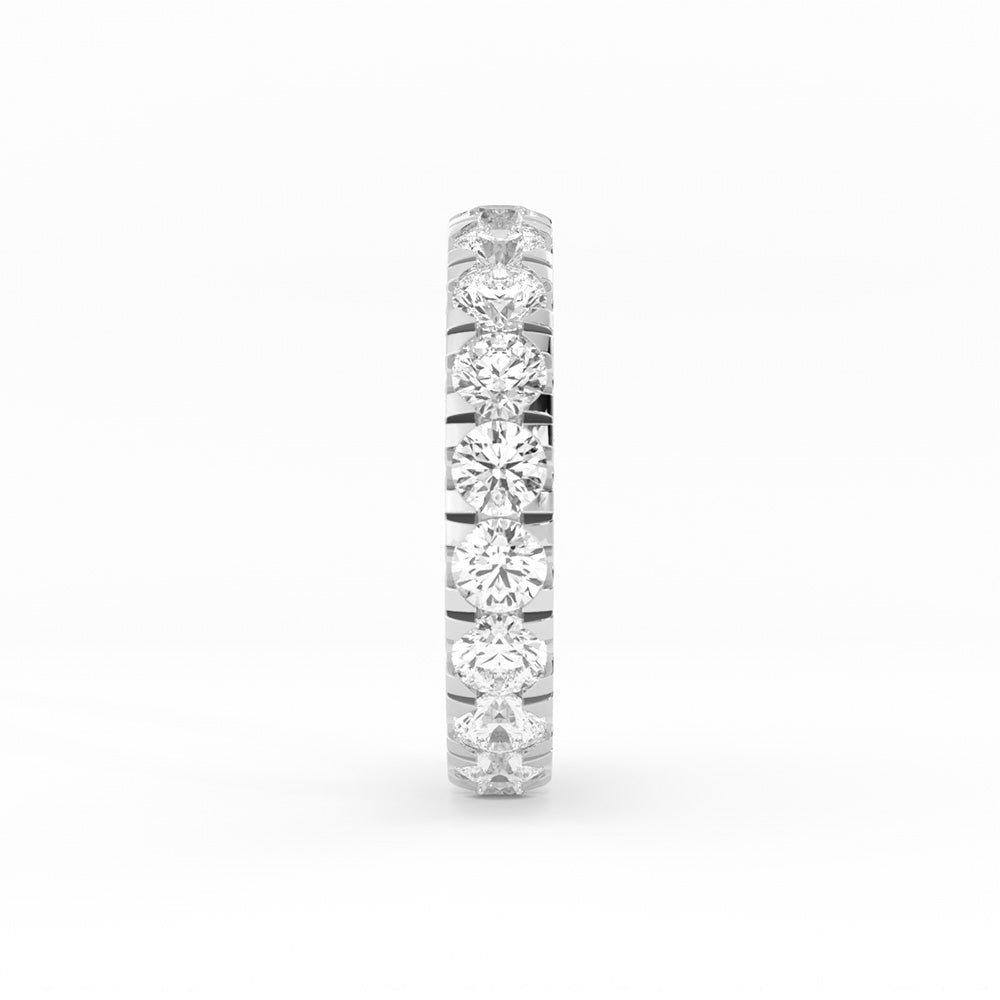 18K White Gold Round Moissanite Eternity 3.9mm Wedding Band