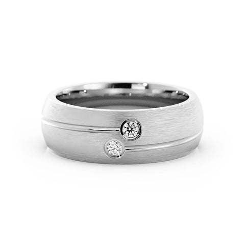18K White Gold Round Offset Lab Grown Diamond Wedding Band