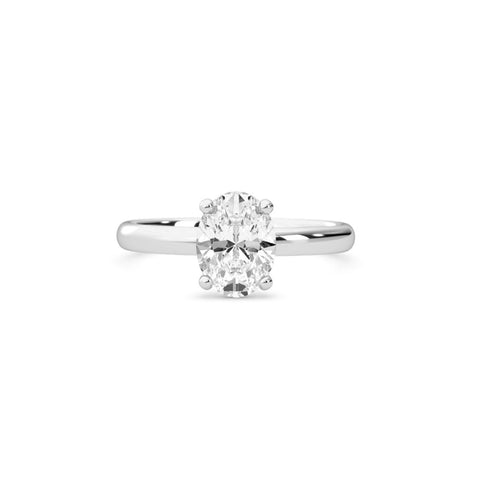 1.09ct Moissanite Oval Solitaire 18K White Gold Engagement Ring