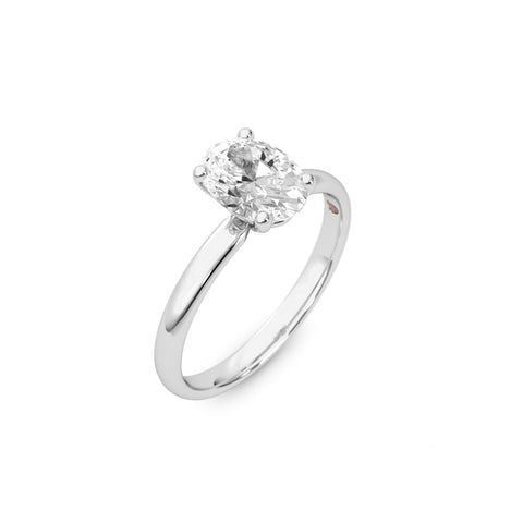 1.09ct Moissanite Oval Solitaire 18K White Gold Engagement Ring