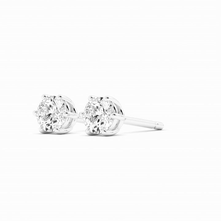 Round Natural Diamond 4mm Stud Earrings