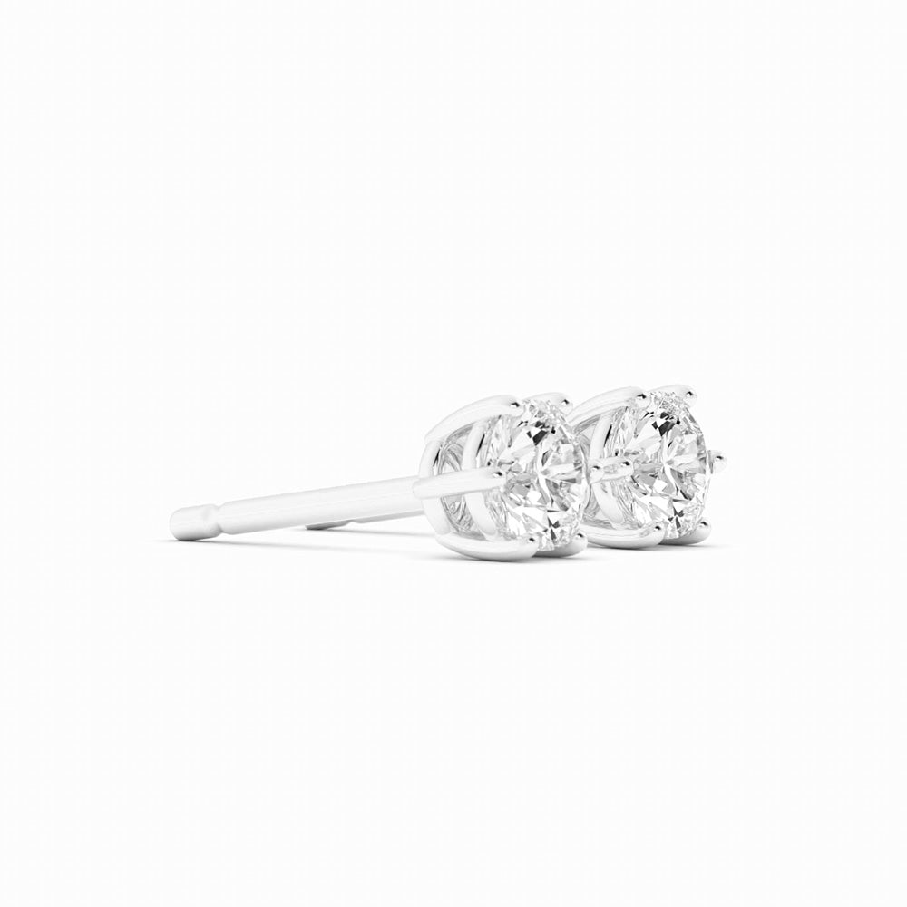 Round Natural Diamond 4mm Stud Earrings