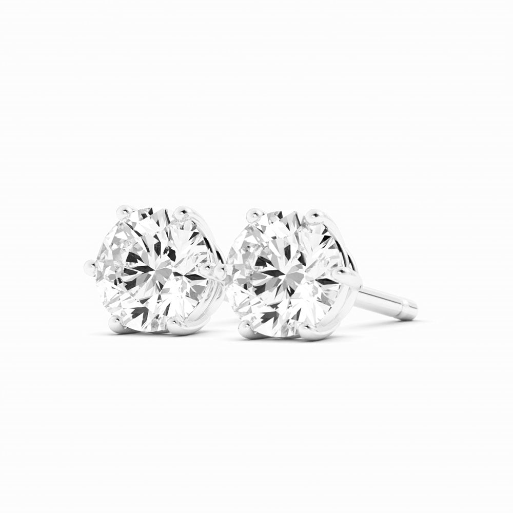 Round Natural Diamond 5mm Stud Earrings