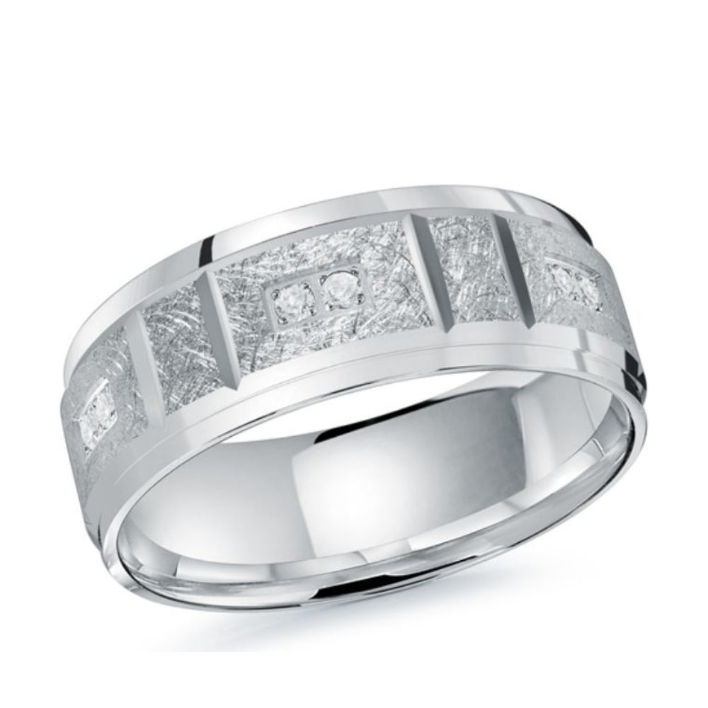 18K White Gold Round Six Lab Grown Diamond Wedding Band