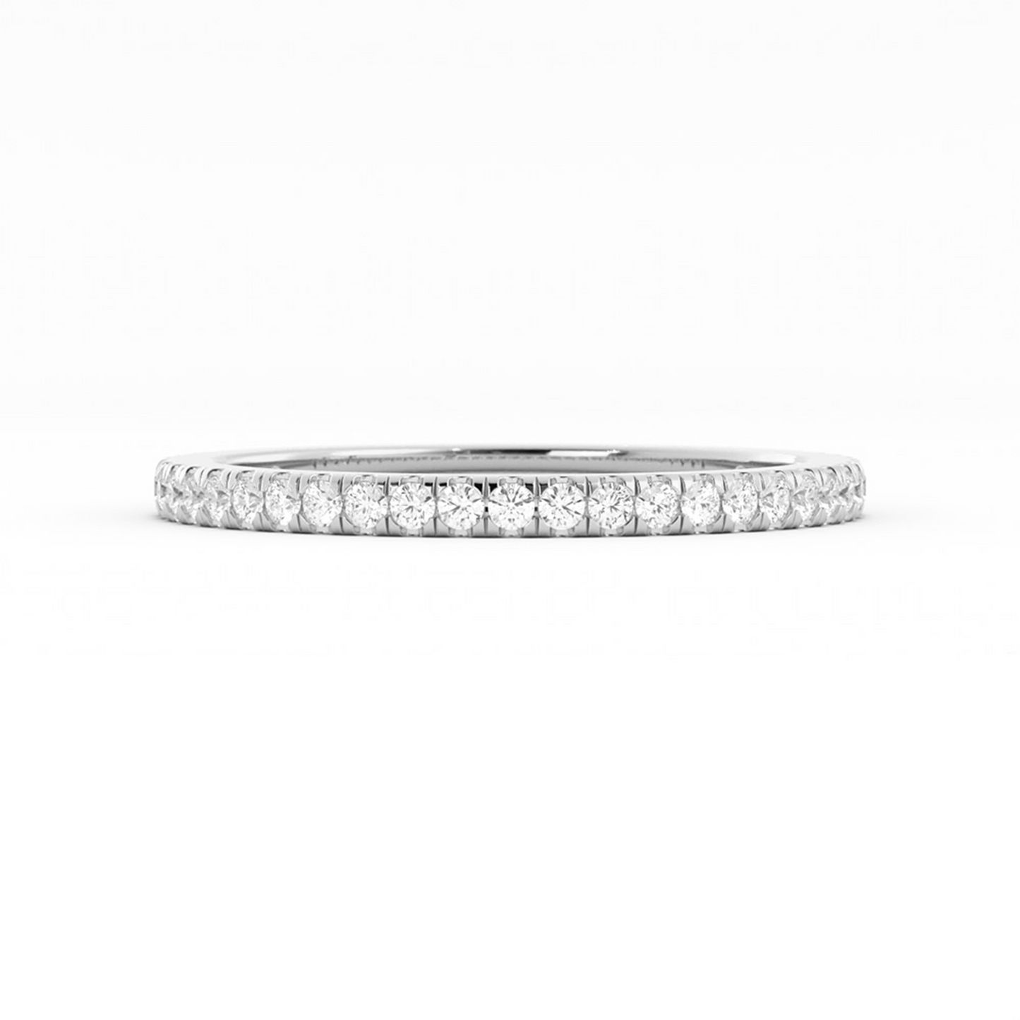 18K White Gold Round Three Quarter Pave Lab Grown Diamond Wedding Band