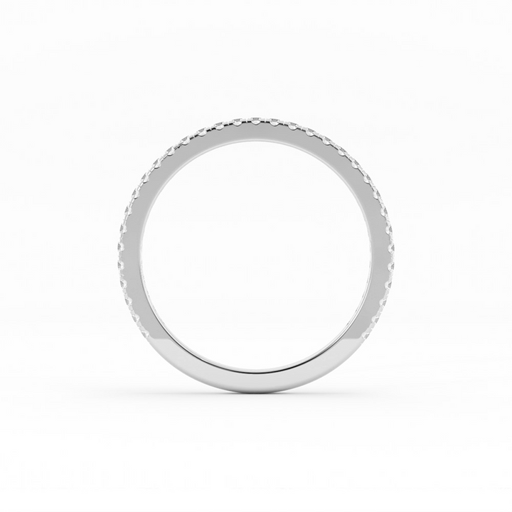 18K White Gold Round Three Quarter Pave Natural Diamond Wedding Band