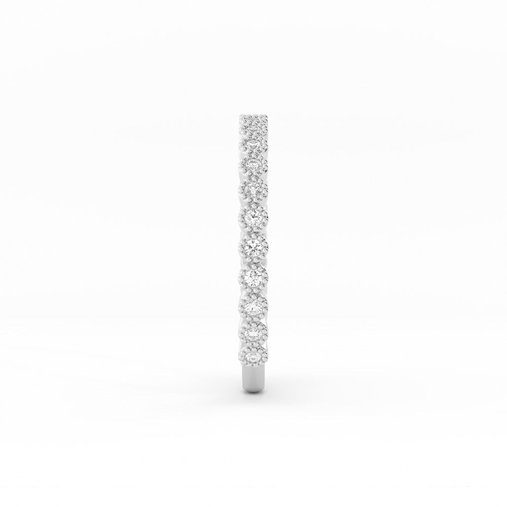 18K White Gold Round Three Quarter Milgrain Lab Grown Diamond Wedding Band