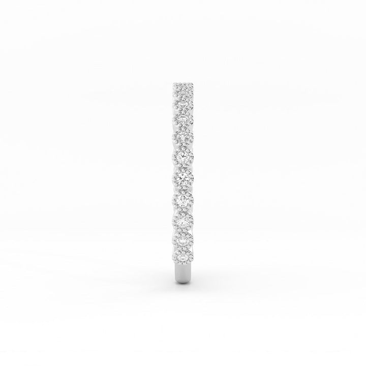 18K White Gold Round Three Quarter Milgrain Lab Grown Diamond Wedding Band