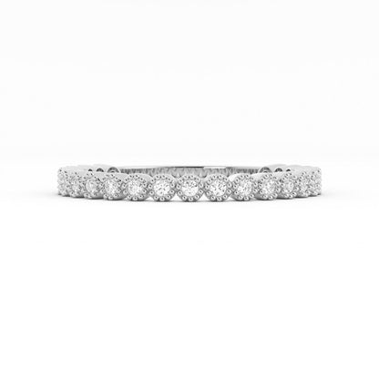 18K White Gold Round Three Quarter Milgrain Lab Grown Diamond Wedding Band