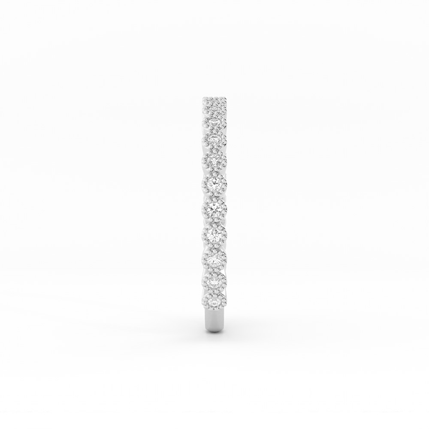 18K White Gold Round Three Quarter Milgrain Natural Diamond Wedding Band