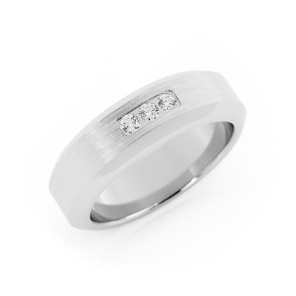 18K White Gold Round Triple Lab Grown Diamond Wedding Band