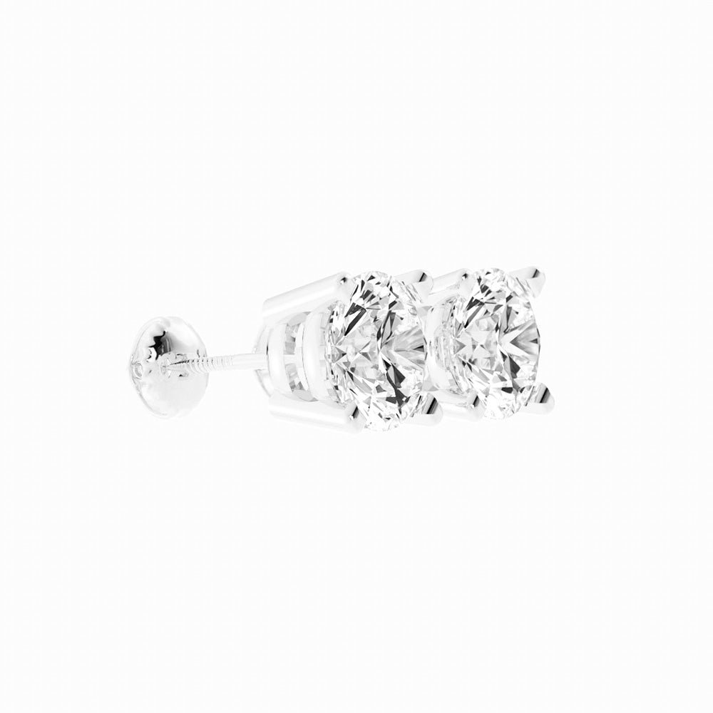 3.87ct Moissanite Round Large Stud 18K White Gold Earring
