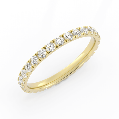 18K Yellow Gold Round Eternity Lab Grown Diamond Wedding Band