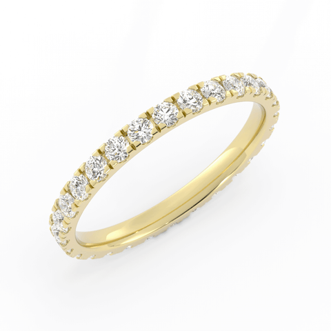 18K Yellow Gold Round Eternity Lab Grown Diamond Wedding Band