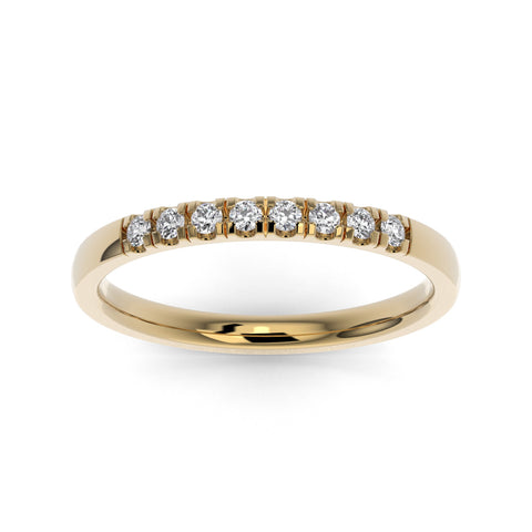 18K Yellow Gold Pave Eight Stone Lab Grown Diamond Wedding Band