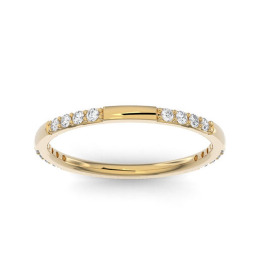 18K Yellow Gold Round 16 Grouped Lab Grown Diamond Wedding Band