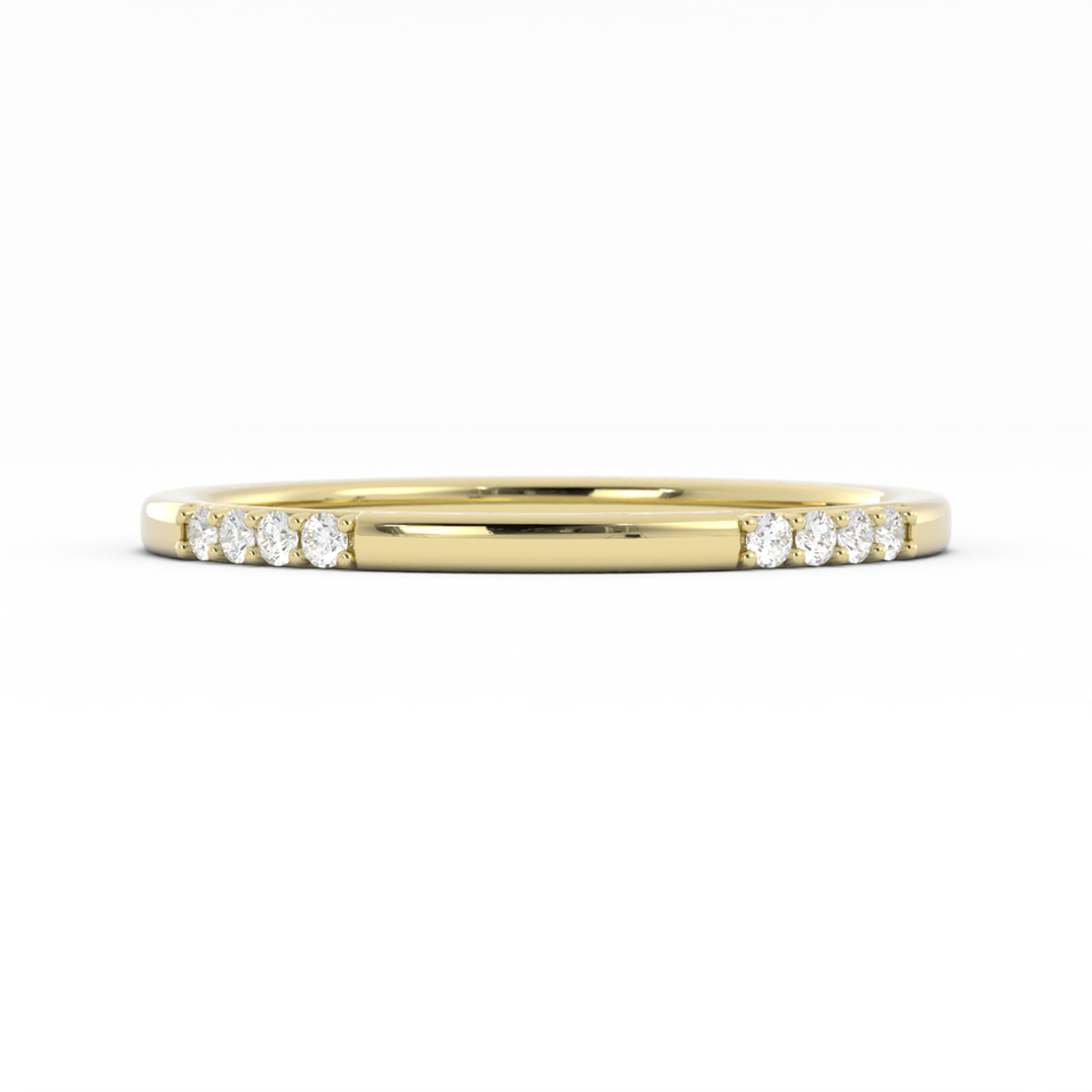 18K Yellow Gold Round 16 Grouped Natural Diamond Wedding Band