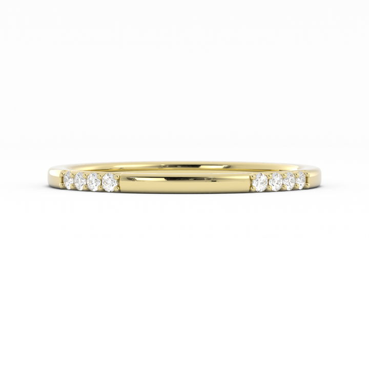 18K Yellow Gold Round 16 Grouped Natural Diamond Wedding Band