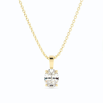 1.0ct Lab Grown Diamond Solitaire Oval 18K Yellow Gold Necklace