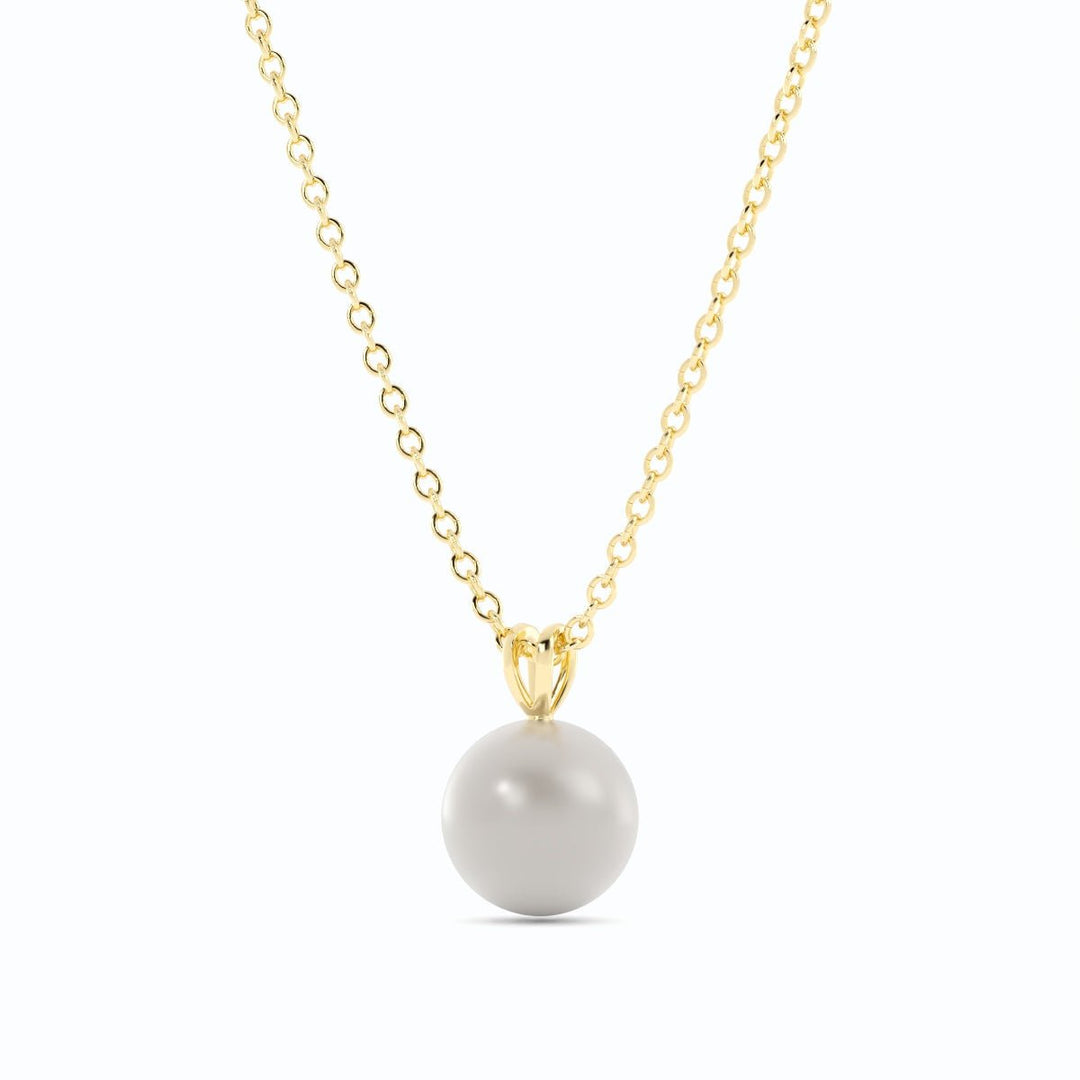 2.0ct Pearl Solitaire Pendant Akoya 18K Yellow Gold Necklace