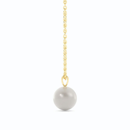 2.0ct Pearl Solitaire Pendant Akoya 18K Yellow Gold Necklace