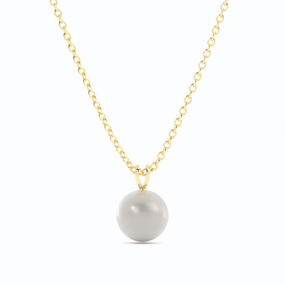 2.0ct Pearl Solitaire Pendant Akoya 18K Yellow Gold Necklace
