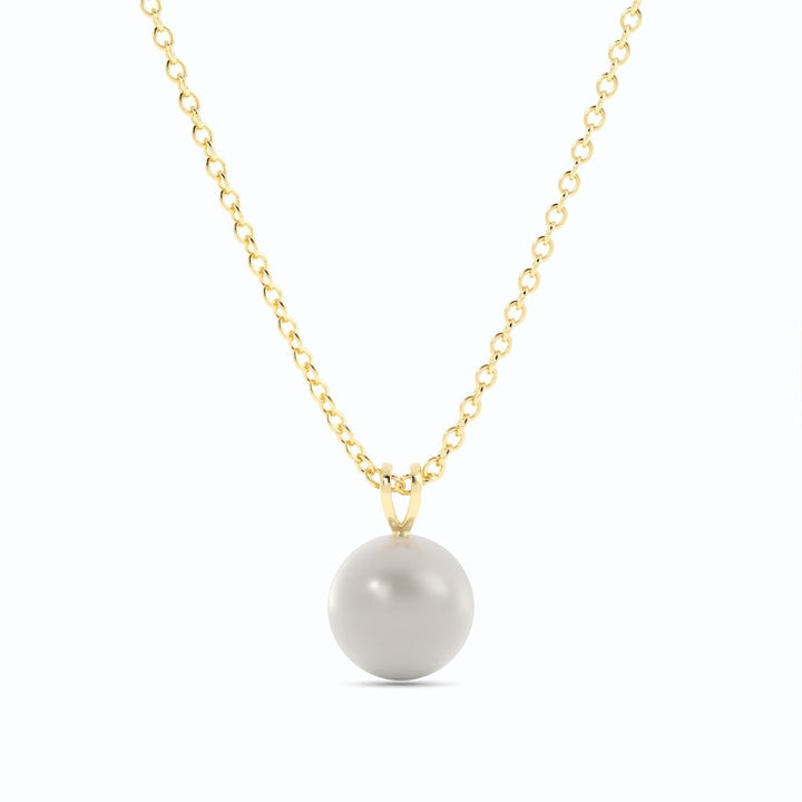 2.0ct Pearl Solitaire Pendant Akoya 18K Yellow Gold Necklace