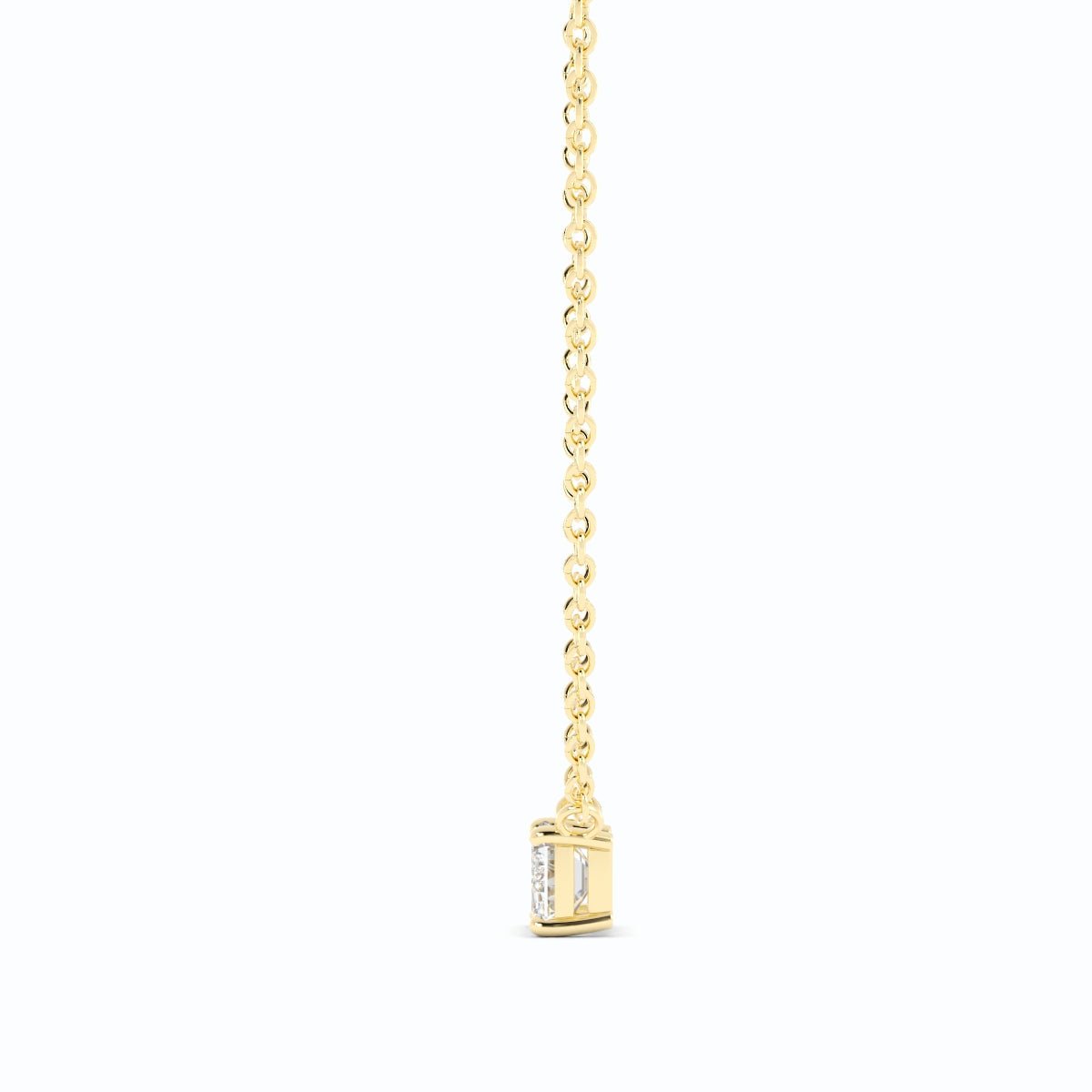 0.5ct Lab Grown Diamond Petite Emerald Cut Solitaire 18K Yellow Gold Necklace