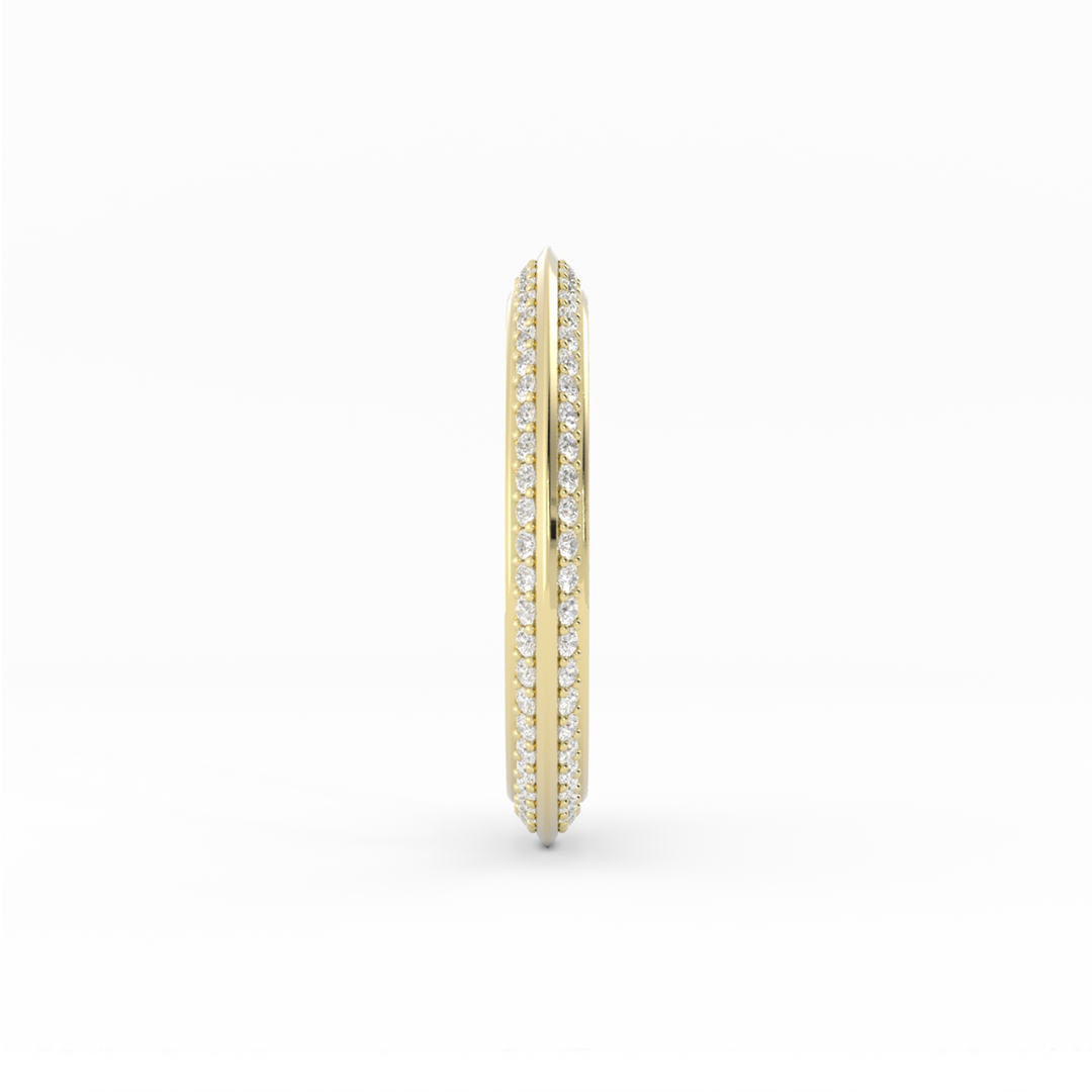 18K Yellow Gold Round Double Knife Edge Lab Grown Diamond Wedding Band