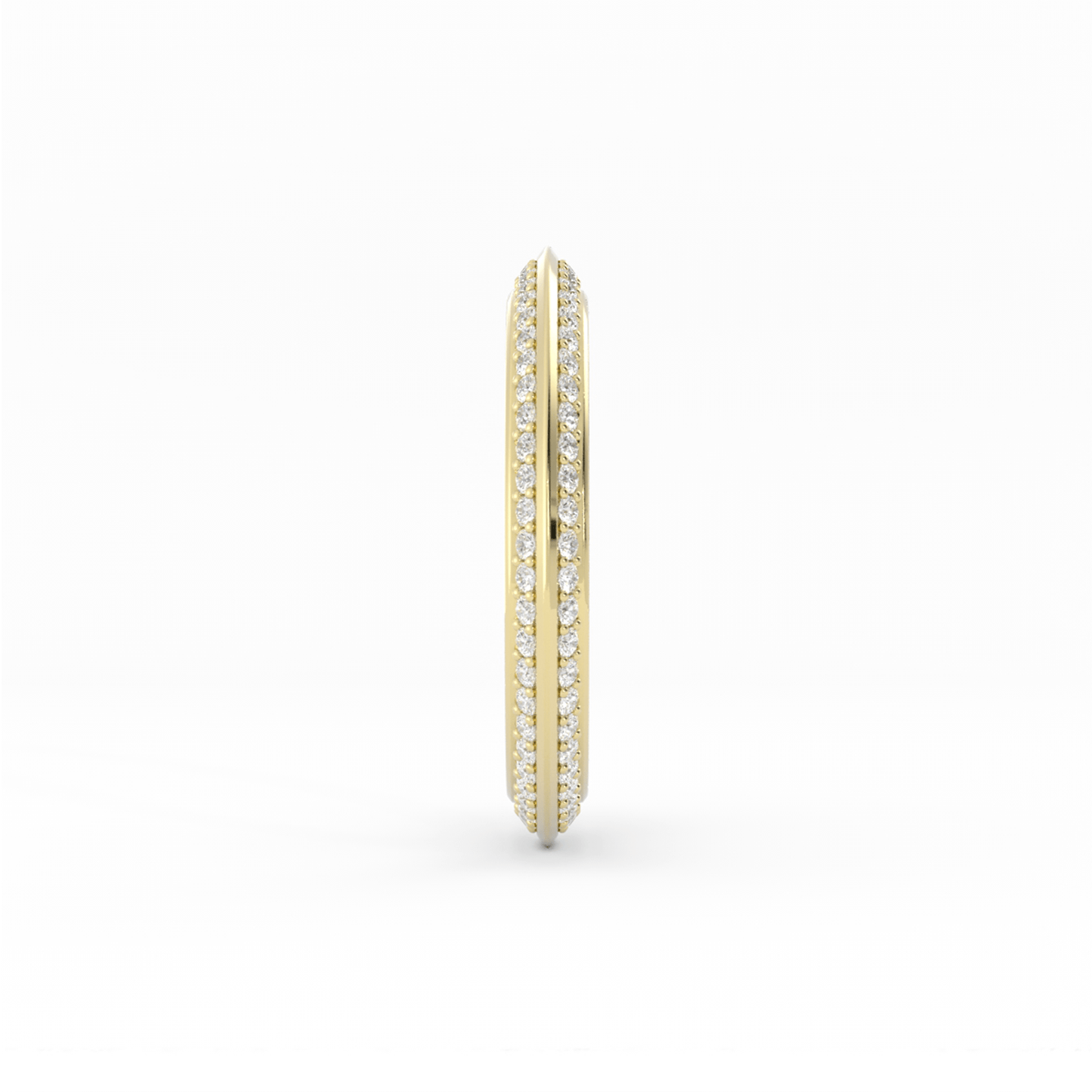 18K Yellow Gold Round Double Knife Edge Lab Grown Diamond Wedding Band