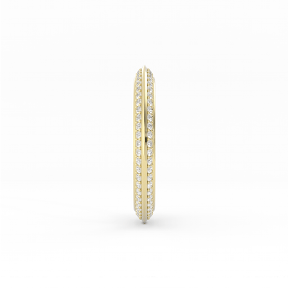 18K Yellow Gold Round Double Knife Edge Lab Grown Diamond Wedding Band