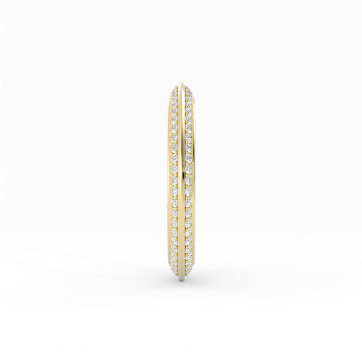 18K Yellow Gold Round Double Knife Edge Lab Grown Diamond Wedding Band