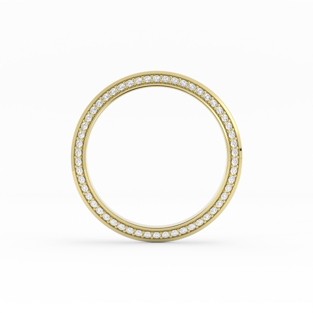 18K Yellow Gold Round Double Knife Edge Lab Grown Diamond Wedding Band