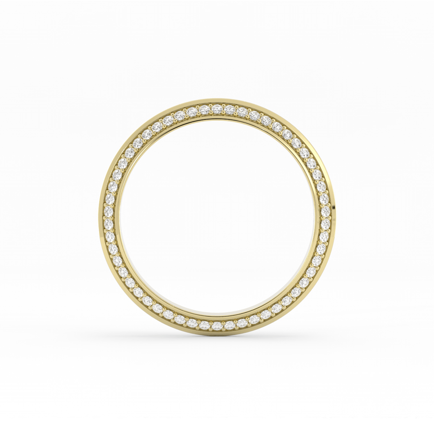 18K Yellow Gold Round Double Knife Edge Lab Grown Diamond Wedding Band