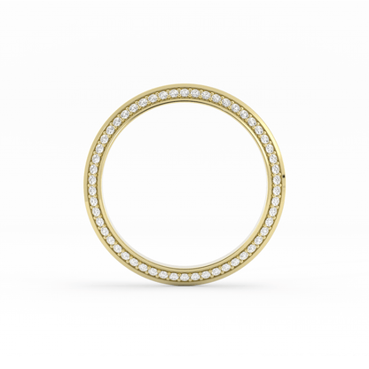 18K Yellow Gold Round Double Knife Edge Lab Grown Diamond Wedding Band