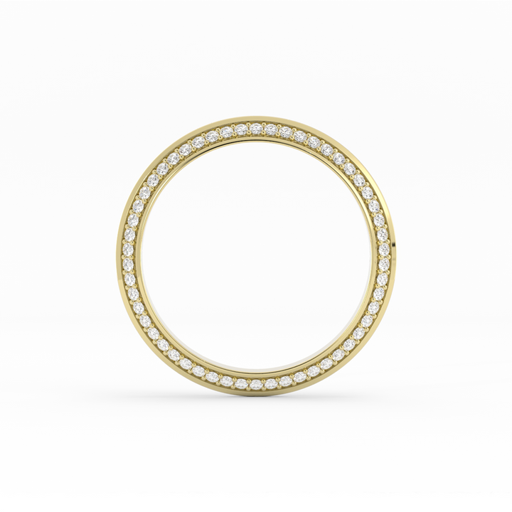 18K Yellow Gold Round Double Knife Edge Lab Grown Diamond Wedding Band