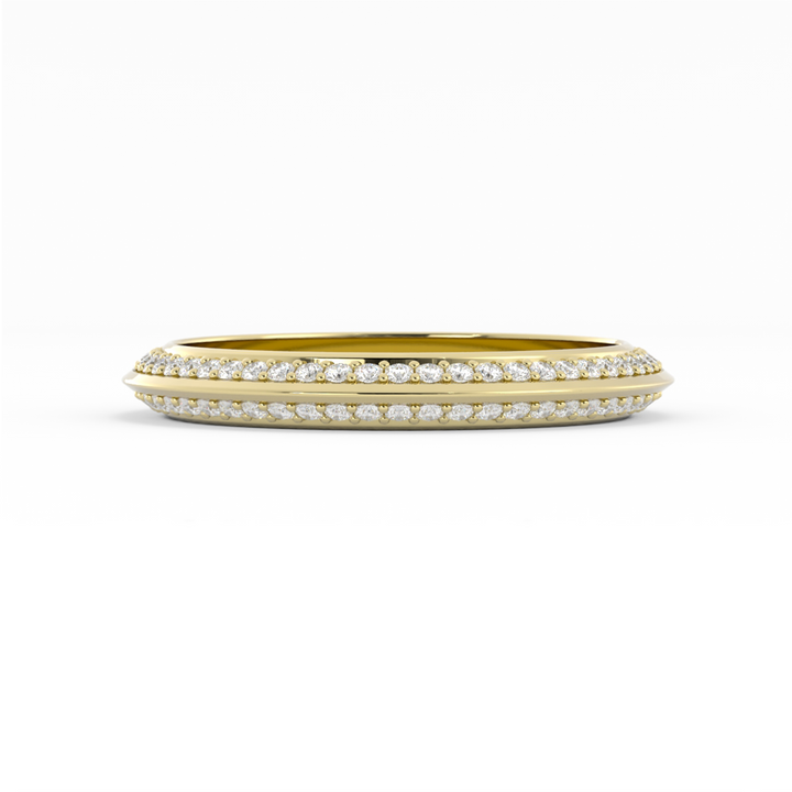 18K Yellow Gold Round Double Knife Edge Lab Grown Diamond Wedding Band