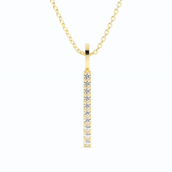 Round Lab Grown Diamond Vertical Bar Pendant Necklace