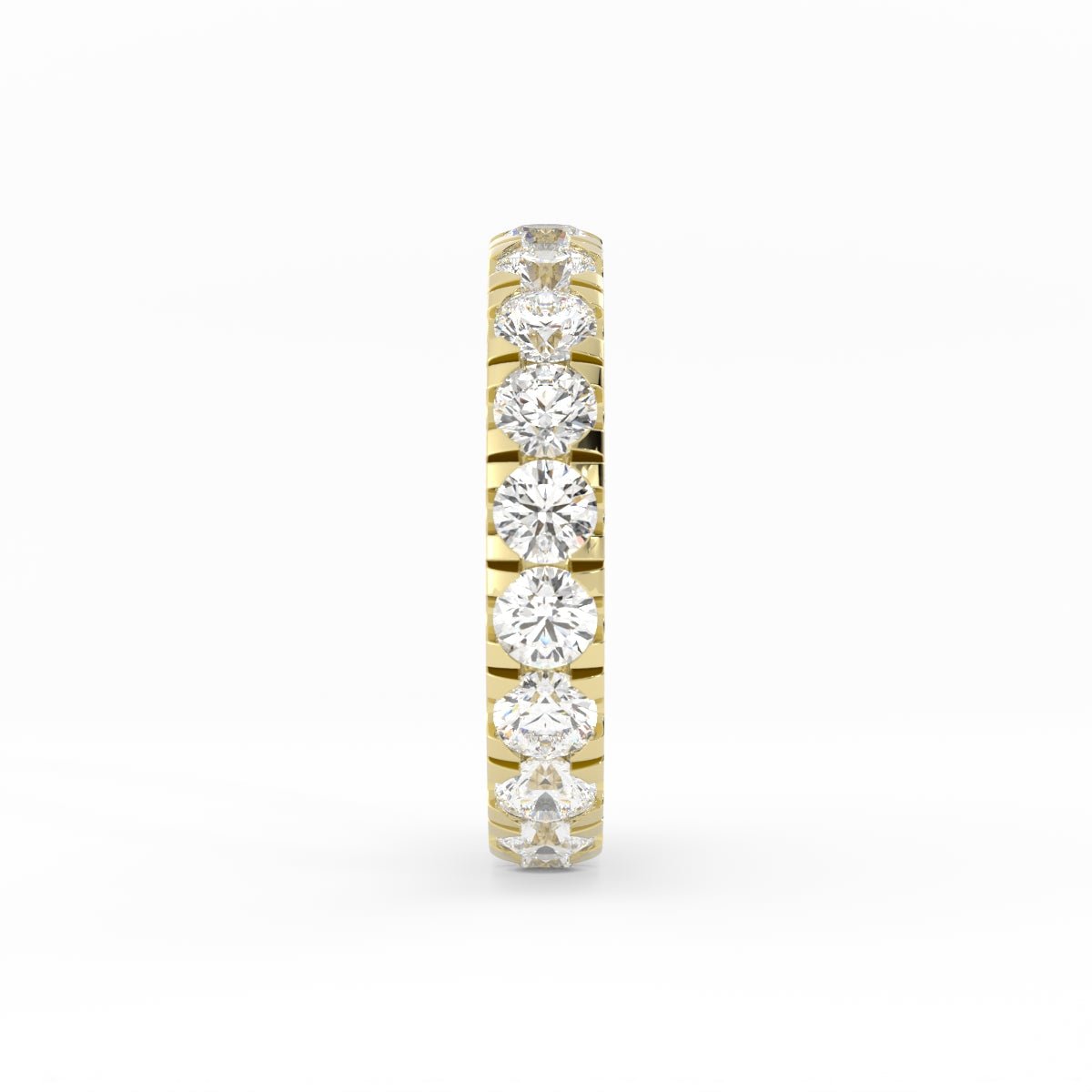 18K Yellow Gold Round Moissanite Eternity 3.9mm Wedding Band