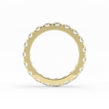 18K Yellow Gold Round Moissanite Eternity 3.9mm Wedding Band