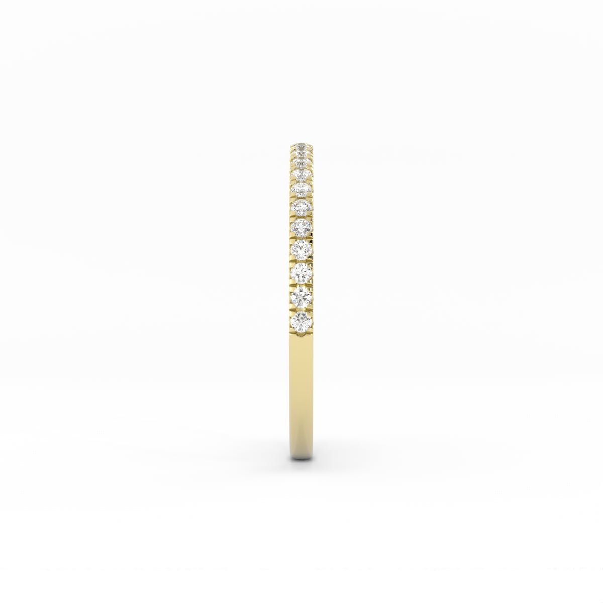 18K Yellow Gold Round Pave Half Shank Natural Diamond Wedding Band