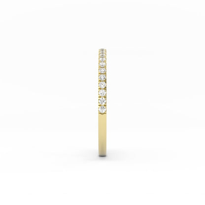 18K Yellow Gold Round Pave Half Shank Natural Diamond Wedding Band