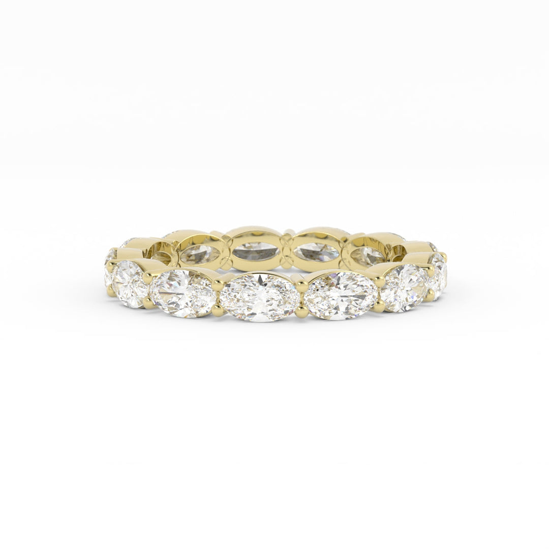 18K Yellow Gold Natural Diamond Oval Eternity 2.67mm Wedding Band